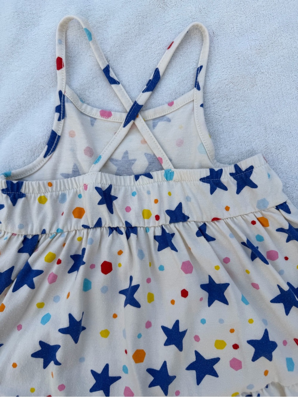Cat & Jack White Sundress with Navy Stars and Multicolor Polka Dots Size 4T - Picture 4 of 6